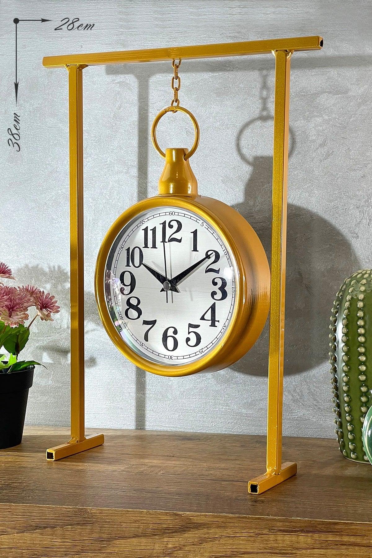 Gold Color Decorative Metal Table Clock - Swordslife