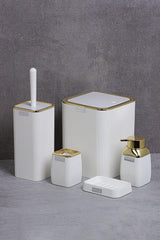 Gold Series White Striped Bathroom Set of 5