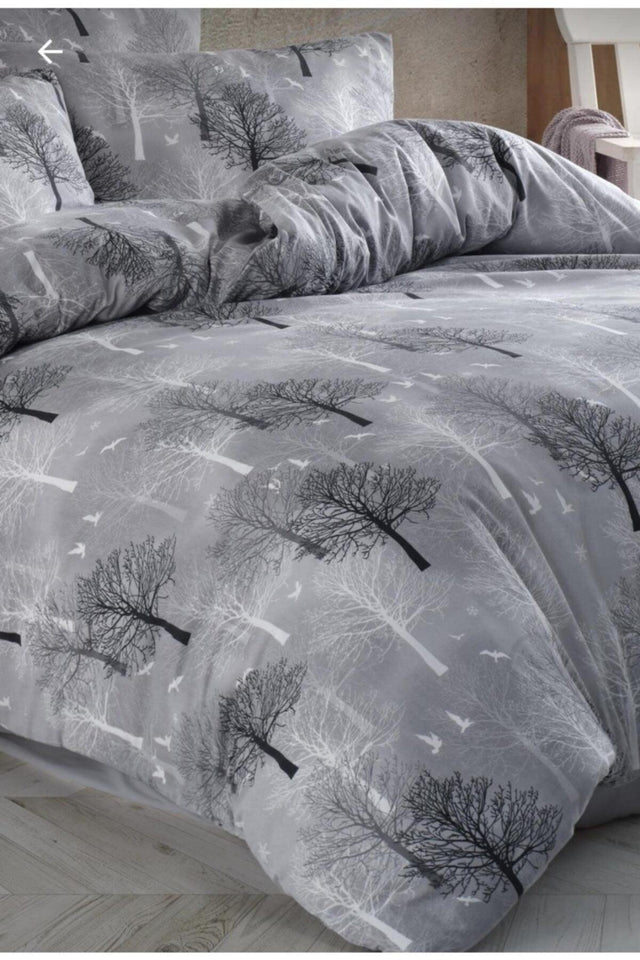 Gray Tree Pattern Single Duvet Cover Set