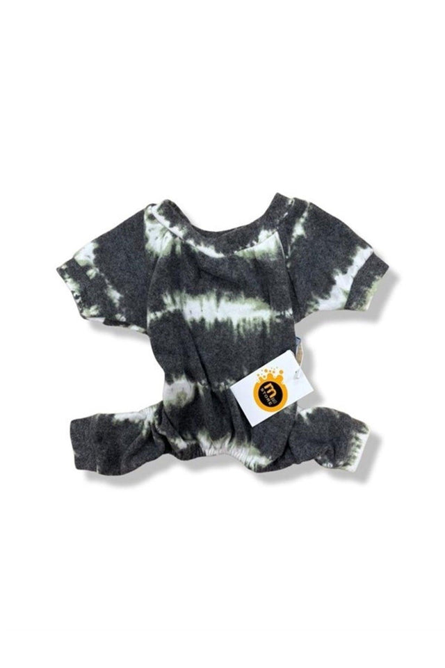 Gray Batik Patterned Cat & Dog Clothes Jumpsuit