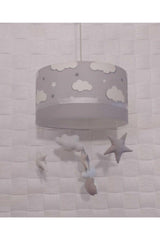 Gray Cloud Star Decorated 38 Diameter Large Size Kid Baby Room Chandelier Single Pendant Lamp - Swordslife