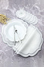 Gray Color Double Wrap Embroidered 12 Piece Set Placemat And Cocktail Napkin - Swordslife