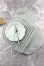 Gray Color White Double Wrap Embroidered 12 Piece Set Placemat And Cocktail Napkin - Swordslife