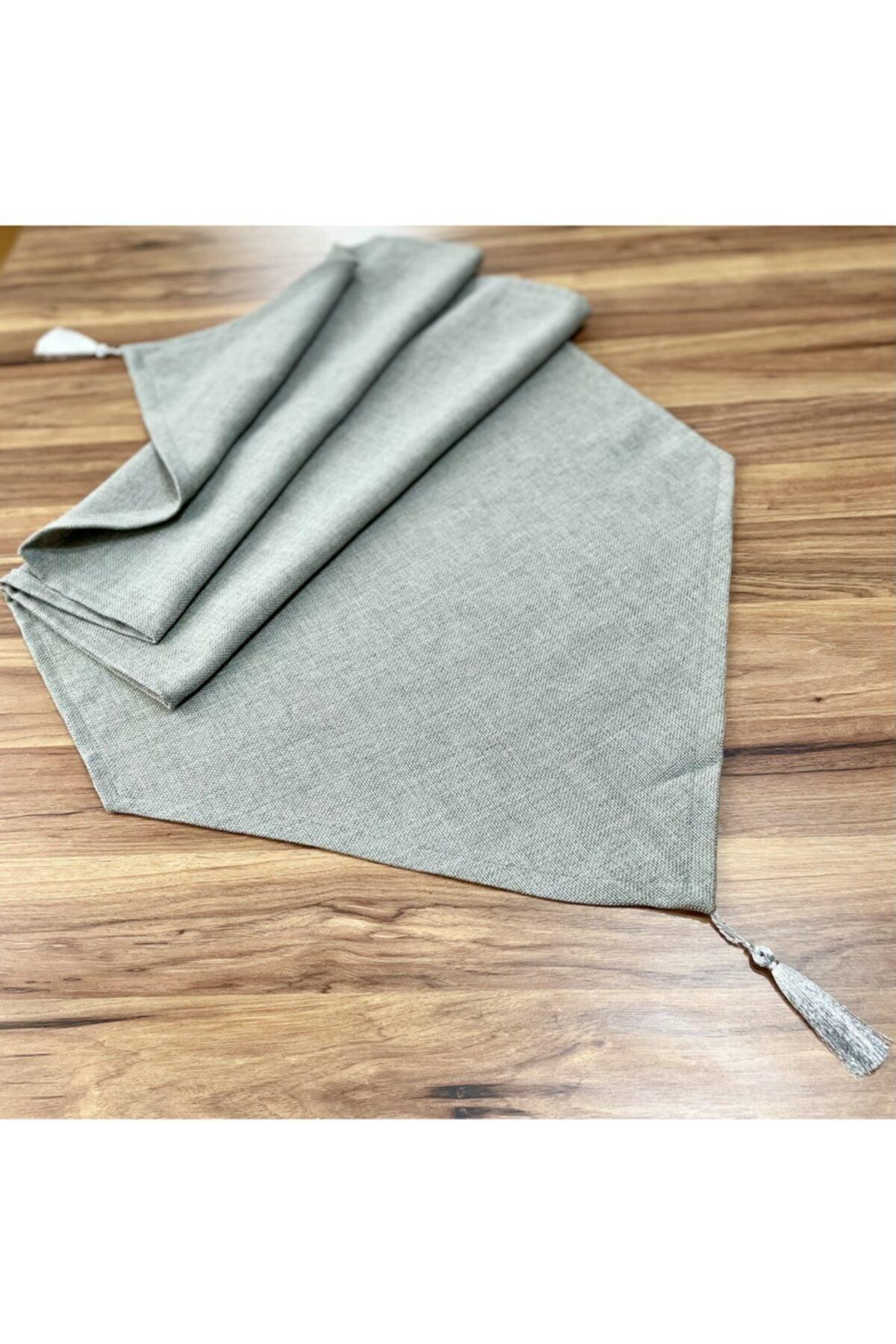 Gray Fabric Tasseled Runner - Swordslife