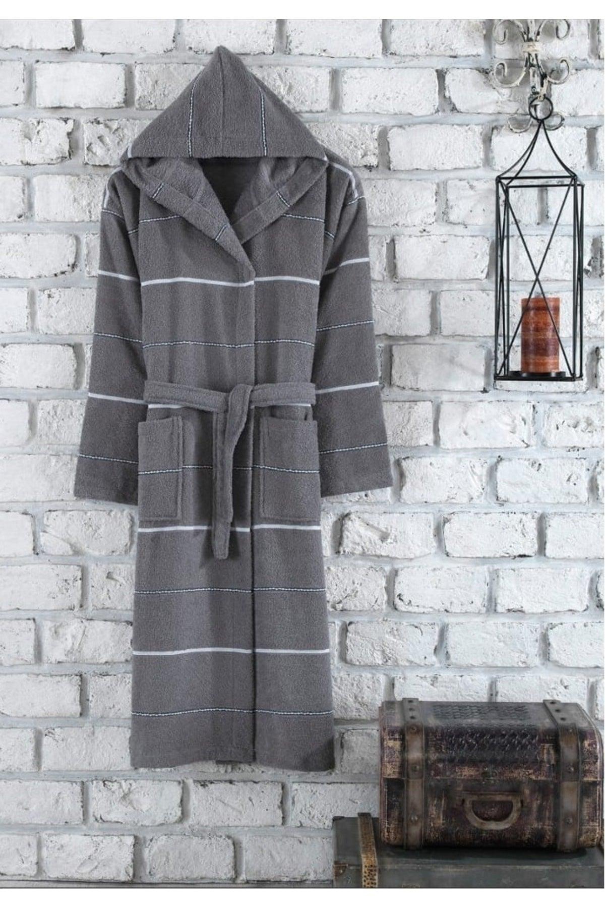 Gray Hooded Plus Size Bathrobe