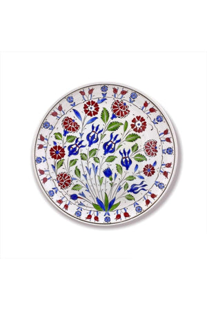 Rose And Tulip Patterned Classic Iznik Tile Plate - Swordslife