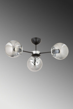 Güneş 3 Piece Modern Smoked Globe Glass Plafonier Chandelier - Swordslife