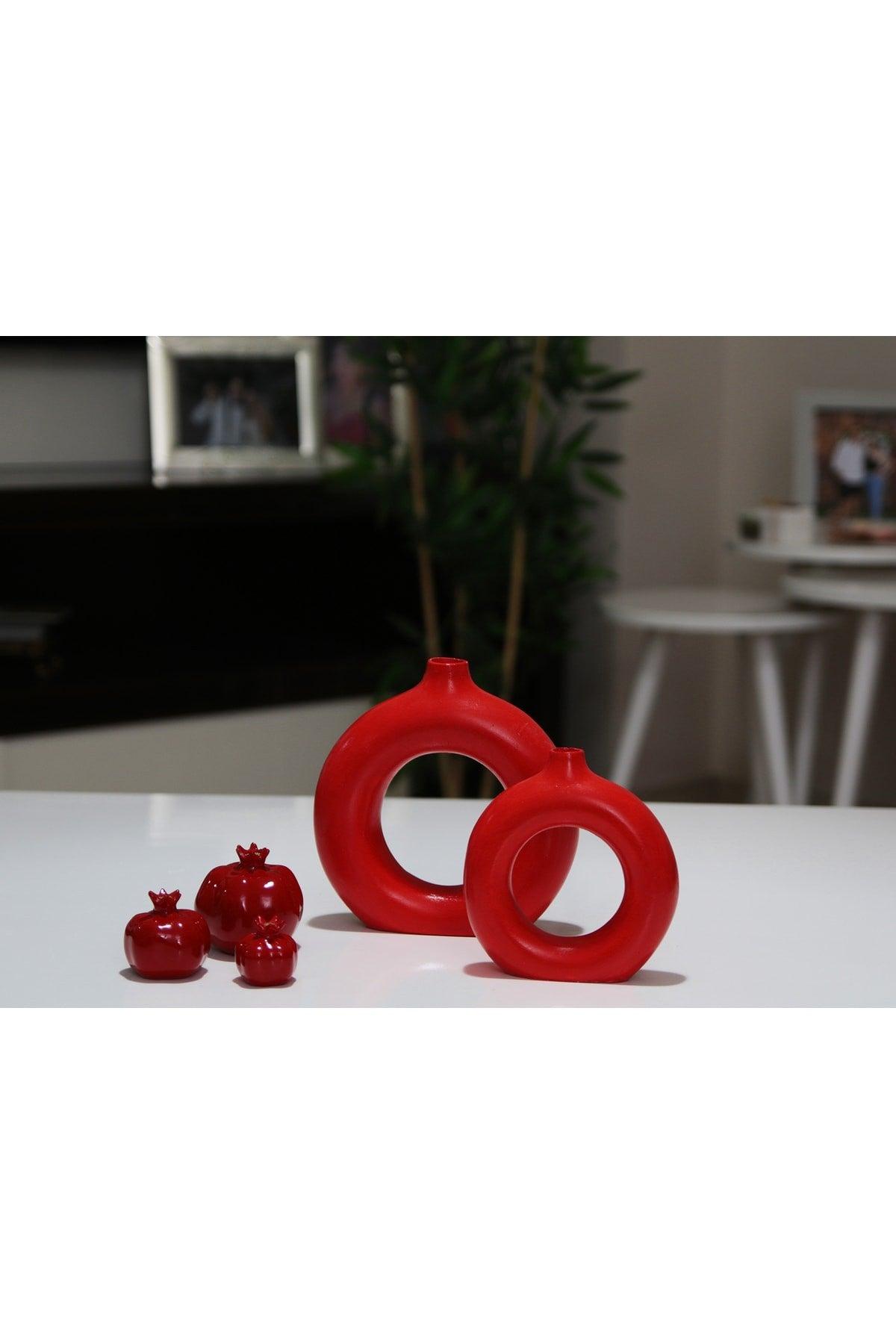 Ring Vase Bohemian Vase Set of 2 Fire Red - Swordslife