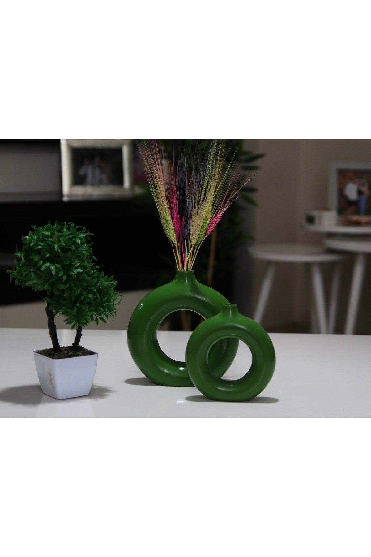 Ring Vase Bohemian Vase Set of 2 Grass Green - Swordslife