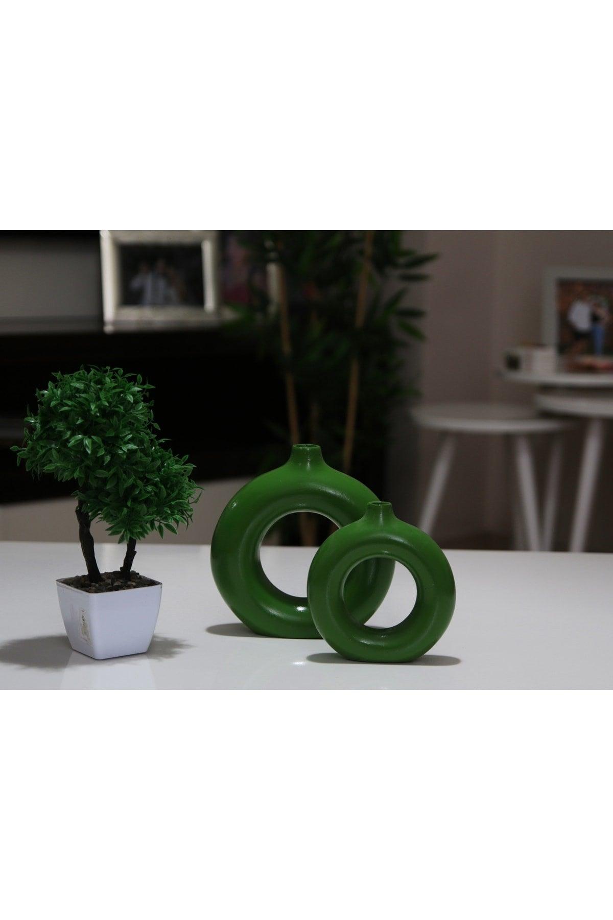 Ring Vase Bohemian Vase Set of 2 Grass Green - Swordslife