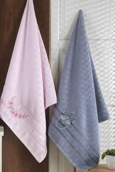 Hammam 2 Pieces Embroidered Bath Towel Set