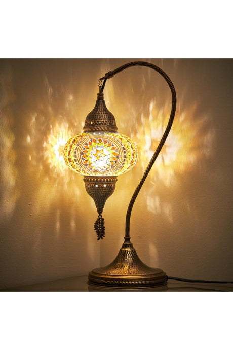 Handmade Hammer Forged Body Mosaic Authentic Colored Glass Table Night Light Lampshade, 48cm Length - Swordslife