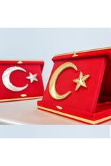 Handmade Turkish Flag Plaque Red Velvet