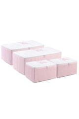 Handleless Pink Striped Storage Bag Set of 4