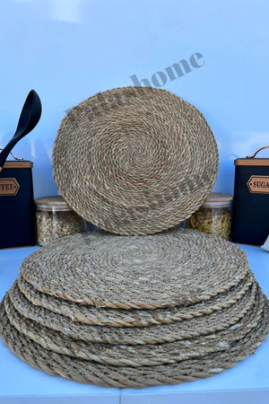 Straw Base 6 Pcs Knitted Natural Bamboo 1st Quality Placemat - Pls7441 - Swordslife