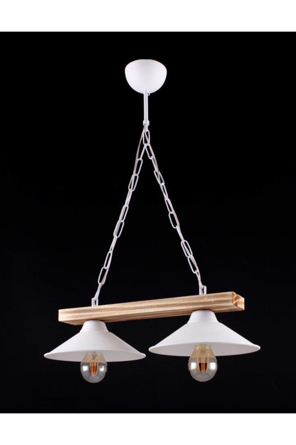 Hatched Wooden Row Living Room Chandelier 2 White - Swordslife