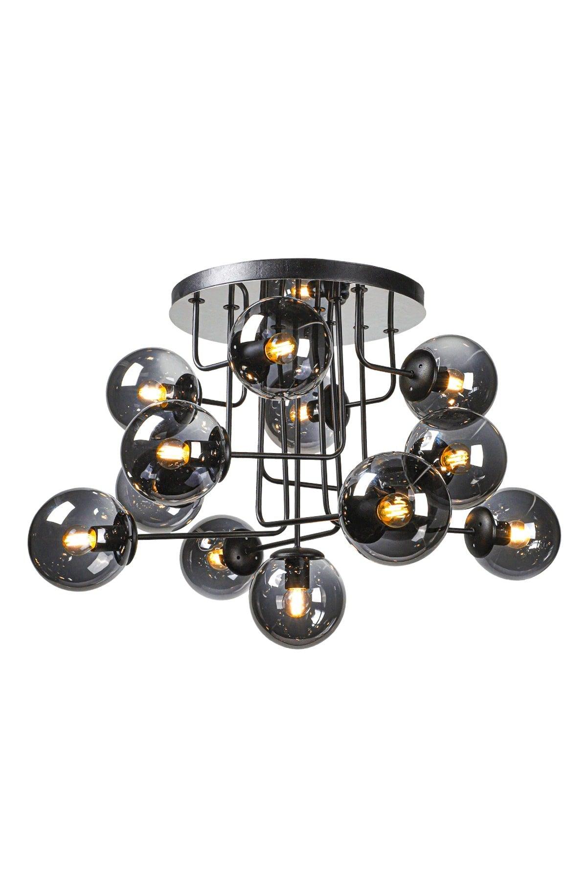 Hazeran 13th Black Smoked Globe Glass Chandelier - Swordslife