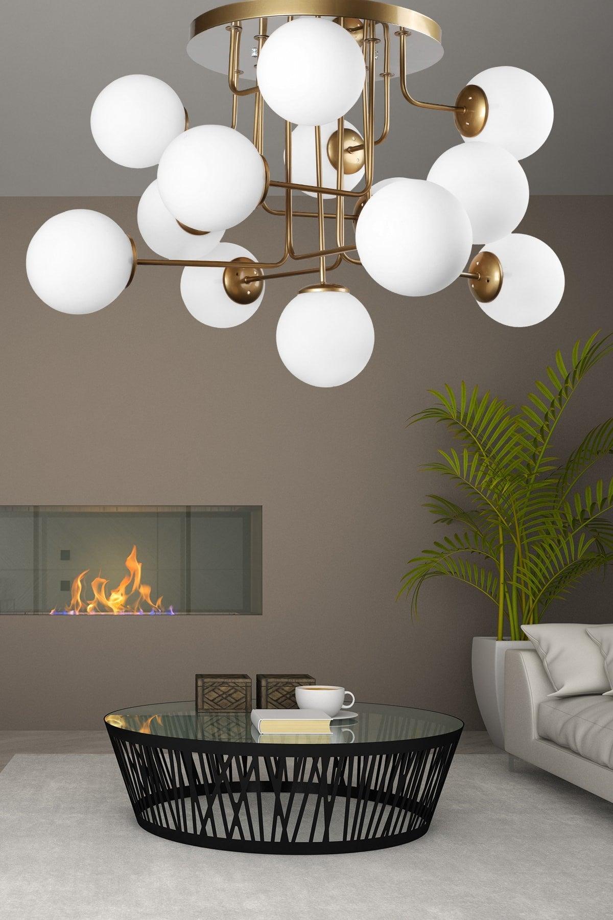 Hazeran 13th Tumbled White Globe Glass Chandelier - Swordslife