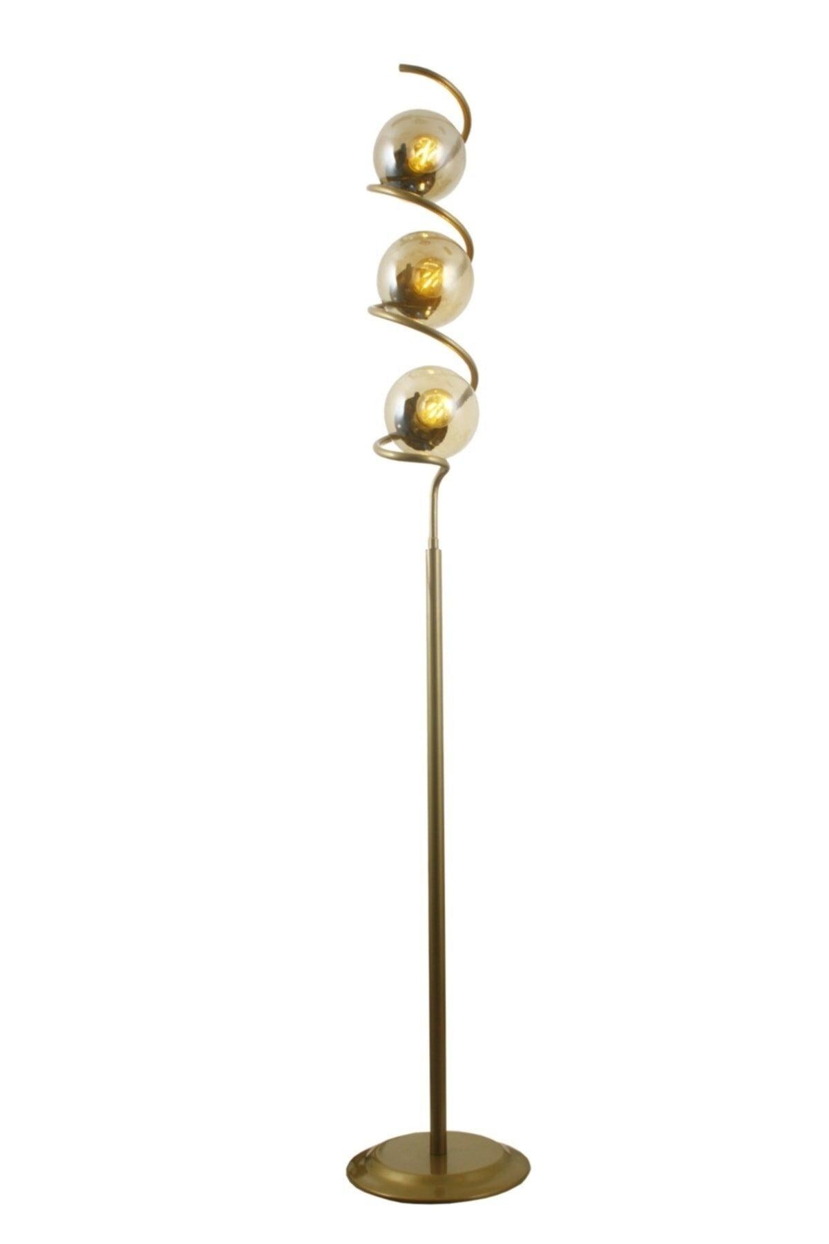 Spiral 3 Piece Tumbled Floor Lamp-honey Glass - Swordslife