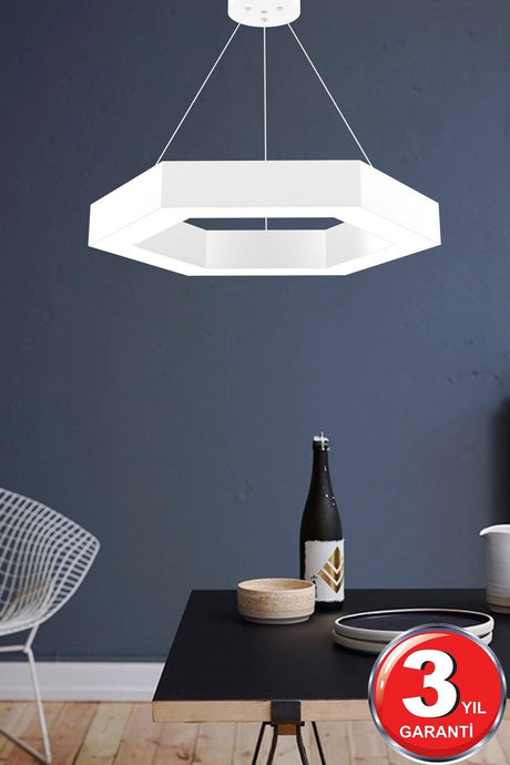 Hexagon (White Case, Daylight) Led Modern Led Chandelier - Swordslife