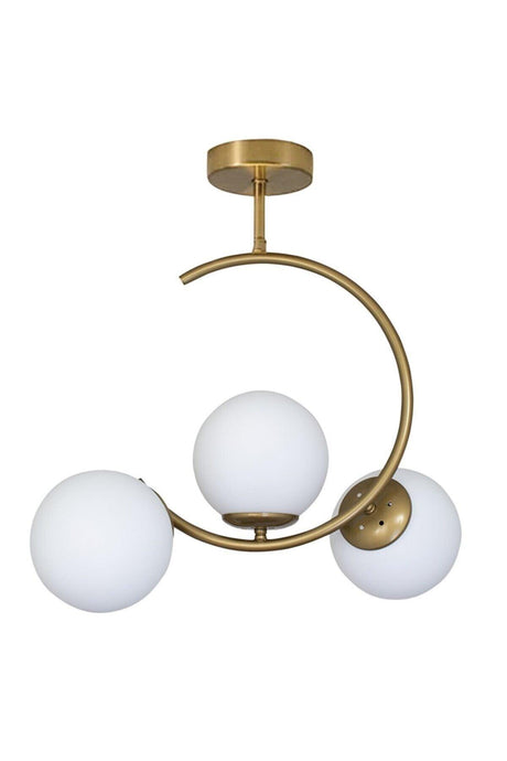 Hilal C Model Modern Sport Globe White Glass Gold 3 Piece Plafonyer Chandelier - Swordslife