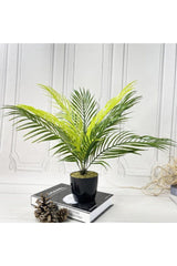 Home Çiçek Palm Black Plastic Pot Areka Kunstpflanze Salon Blume 9 Blatt 50cm - Swordslife