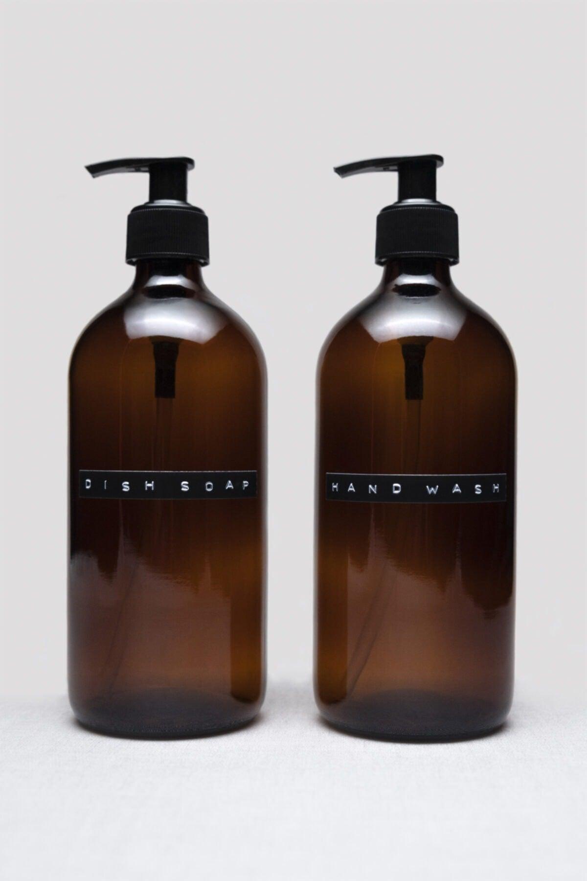 Trichi Home 500ml Amber Glass Liquid Soap Dispenser