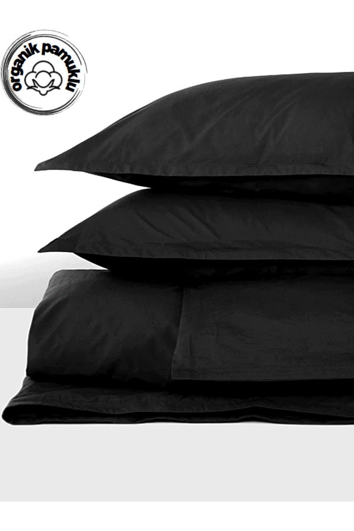 Home Ranforce Double Luxury Cotton Duvet Cover Set Black - Swordslife