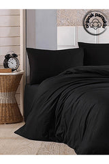 Home Ranforce Double Luxury Cotton Duvet Cover Set Black - Swordslife