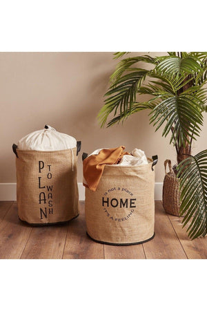 Home Waterproof Jute Laundry Basket Natural (36x40 Cm) - Swordslife