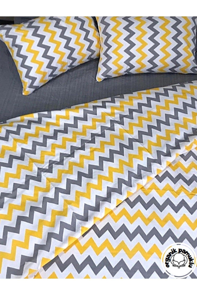 Home Zigzag Pattern Cotton Double Duvet Cover Set - Set - Swordslife