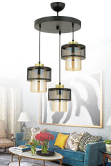 Honeycomb 3 Piece Modern Glass Black Pendant Chandelier - Swordslife