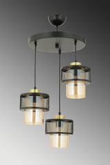 Honeycomb 3 Piece Modern Glass Black Pendant Chandelier - Swordslife