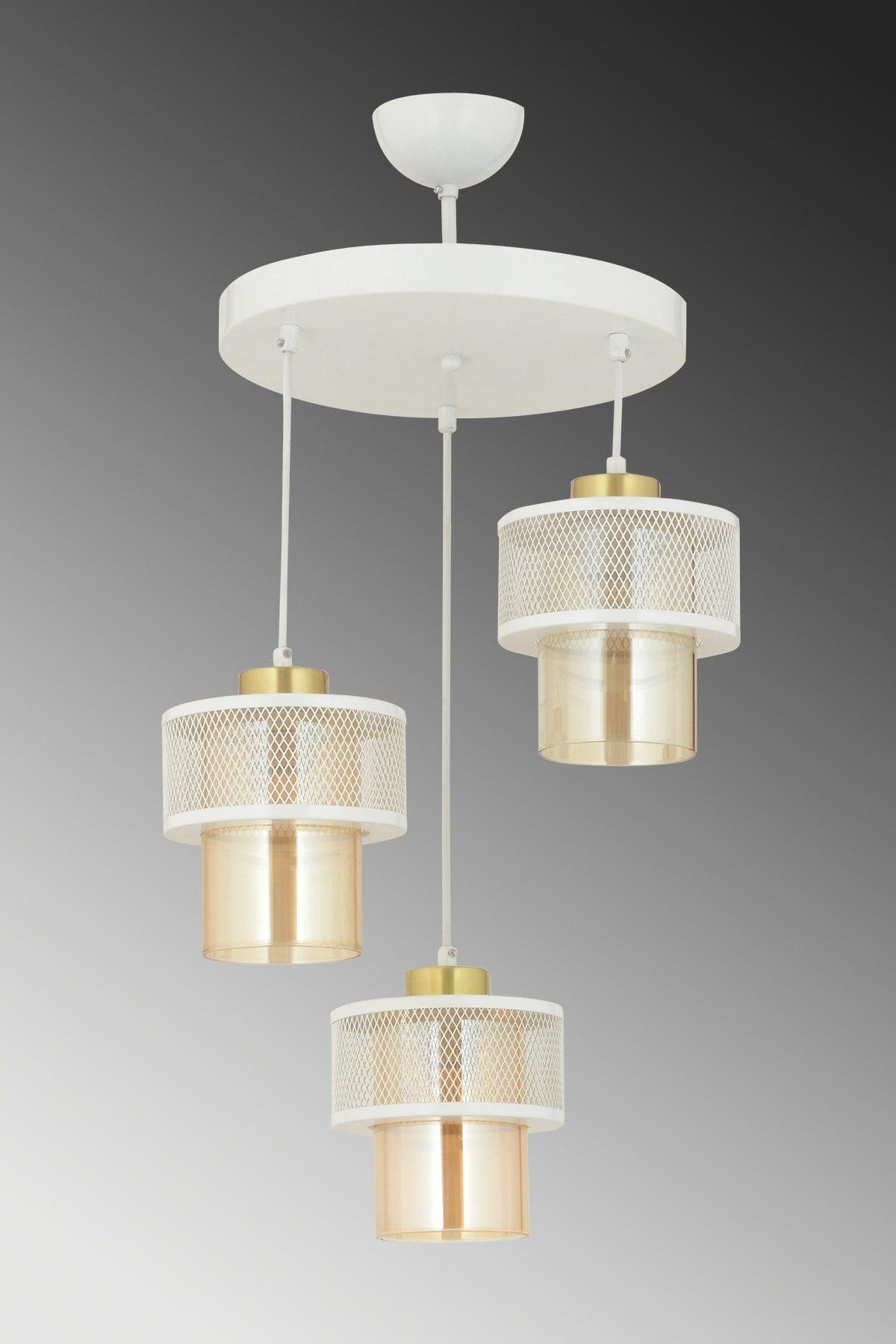 Honeycomb 3 Piece Modern Glass White Pendant Chandelier - Swordslife