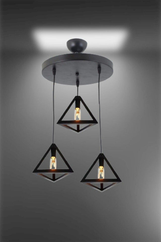 Honeycomb New Style Rustic Model Triangle Triple Pendant Lamp Chandelier - Swordslife