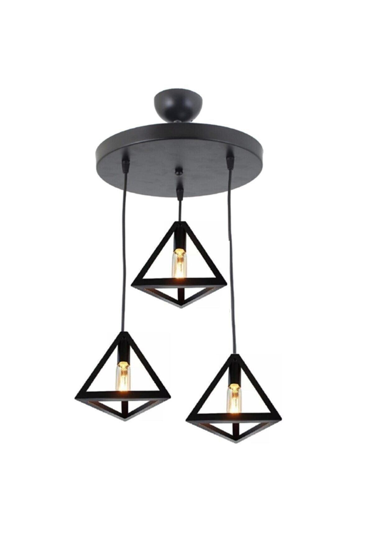 Honeycomb New Style Rustic Model Triangle Triple Pendant Lamp Chandelier - Swordslife