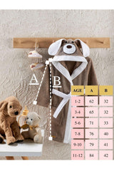 Hooded Child Bathrobe 100% Cotton Water Absorbent Baby Boy Bathrobe Brown Dog Animal - Swordslife