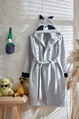 Hooded Child Bathrobe 100% Cotton Water Absorbent Baby Girl Raccoon - Swordslife