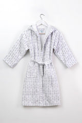 100% Cotton Patterned Baby/Kids Bathrobe Or Dressing Gown in Hooded Muslin Fabric - Swordslife