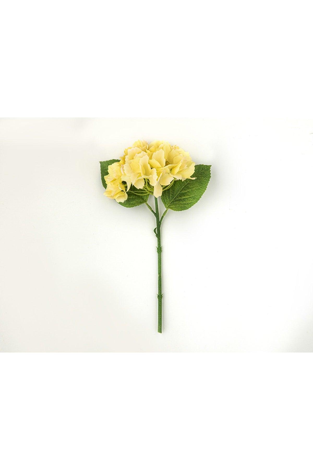 Hortensia Single Branch Artificial Flower 35 Cm Yellow - Swordslife