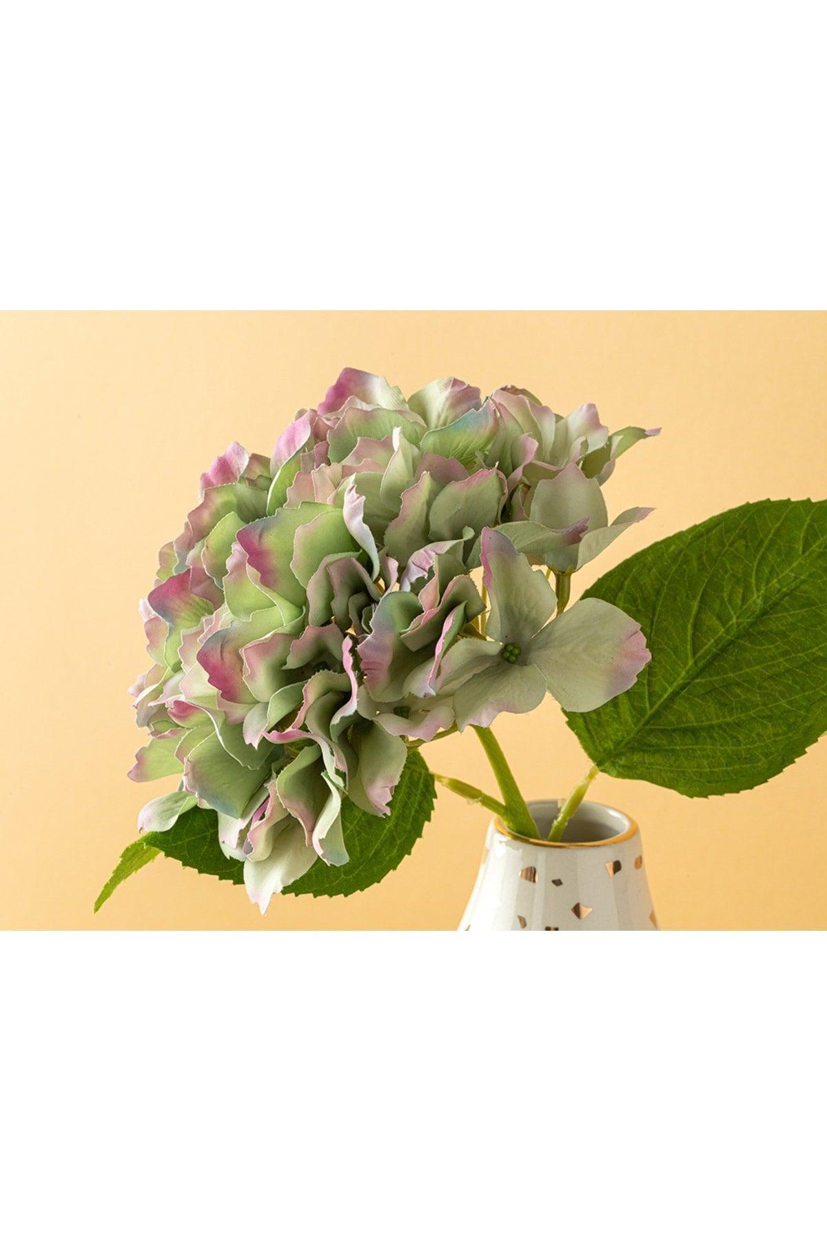 Hortensia Single Branch Artificial Flower 35 Cm Green - Swordslife