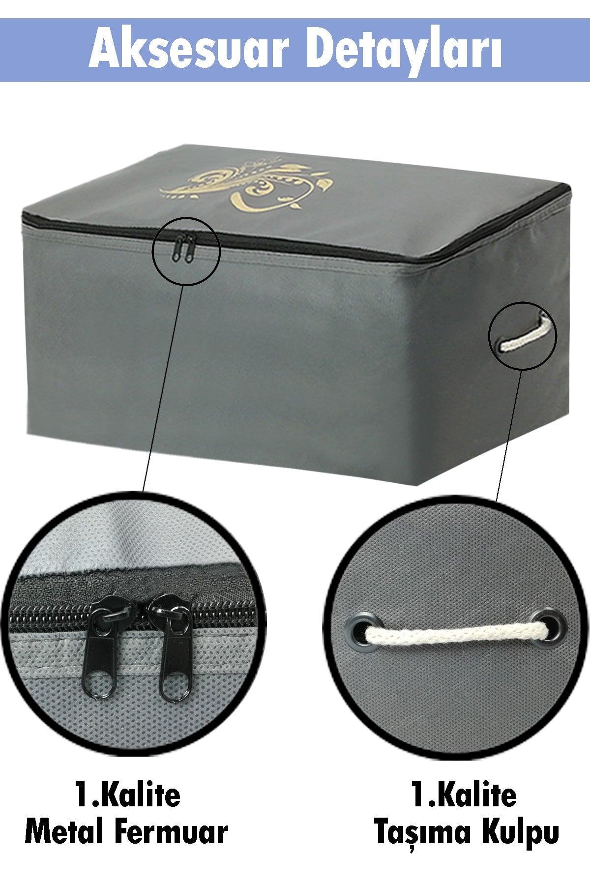 Storage Bag Organizer Storage Bag 4 Pieces 64x41x35 Cm And 1 Clothes Cover Gray Color Set of 5 - Swordslife