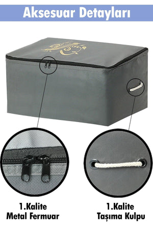 Storage Bag Organizer Storage Bag 4 Pieces 64x41x35 Cm And 1 Clothes Cover Gray Color Set of 5 - Swordslife