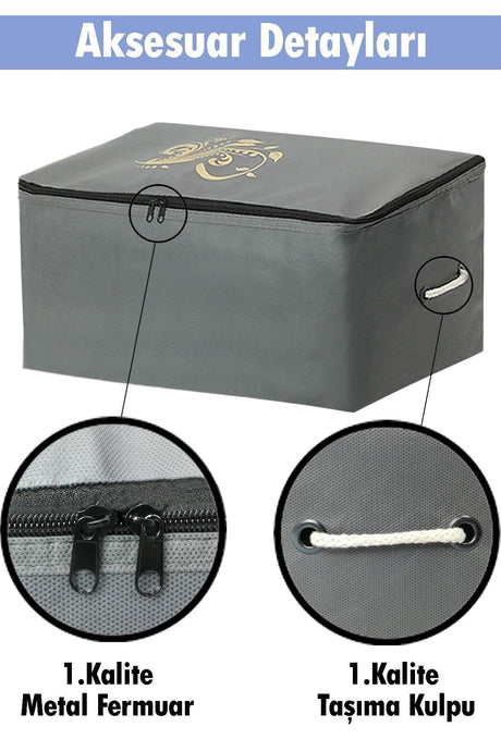 Storage Bag Organizer Storage Bag 4 Pieces 64x41x35 Cm And 1 Clothes Cover Gray Color Set of 5 - Swordslife