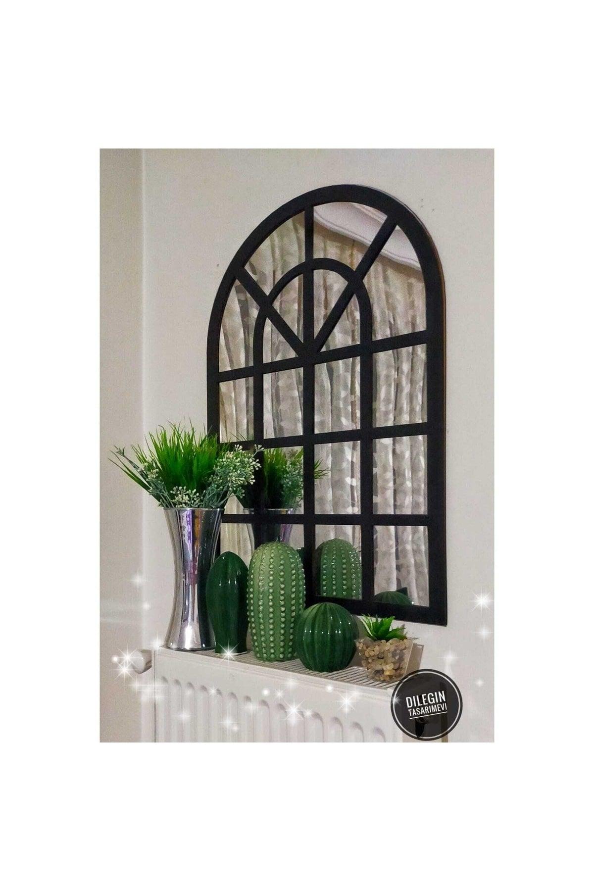 Indian Window Silver Mirrored Black Mdf 65x100 Cm Size - Swordslife