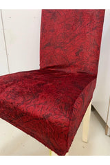 Silk Velvet Claret Red Color Black Vein Patterned Chair Cover Digital Printed 1 Piece Lycra Cover - Swordslife