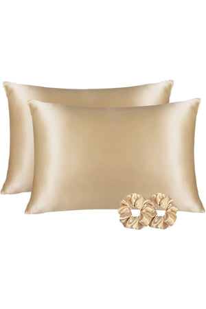 Silk Satin 50x70 Cm Pillow Cover 2 Pieces Buckle Curly Hair Beige 2 Pieces - Swordslife