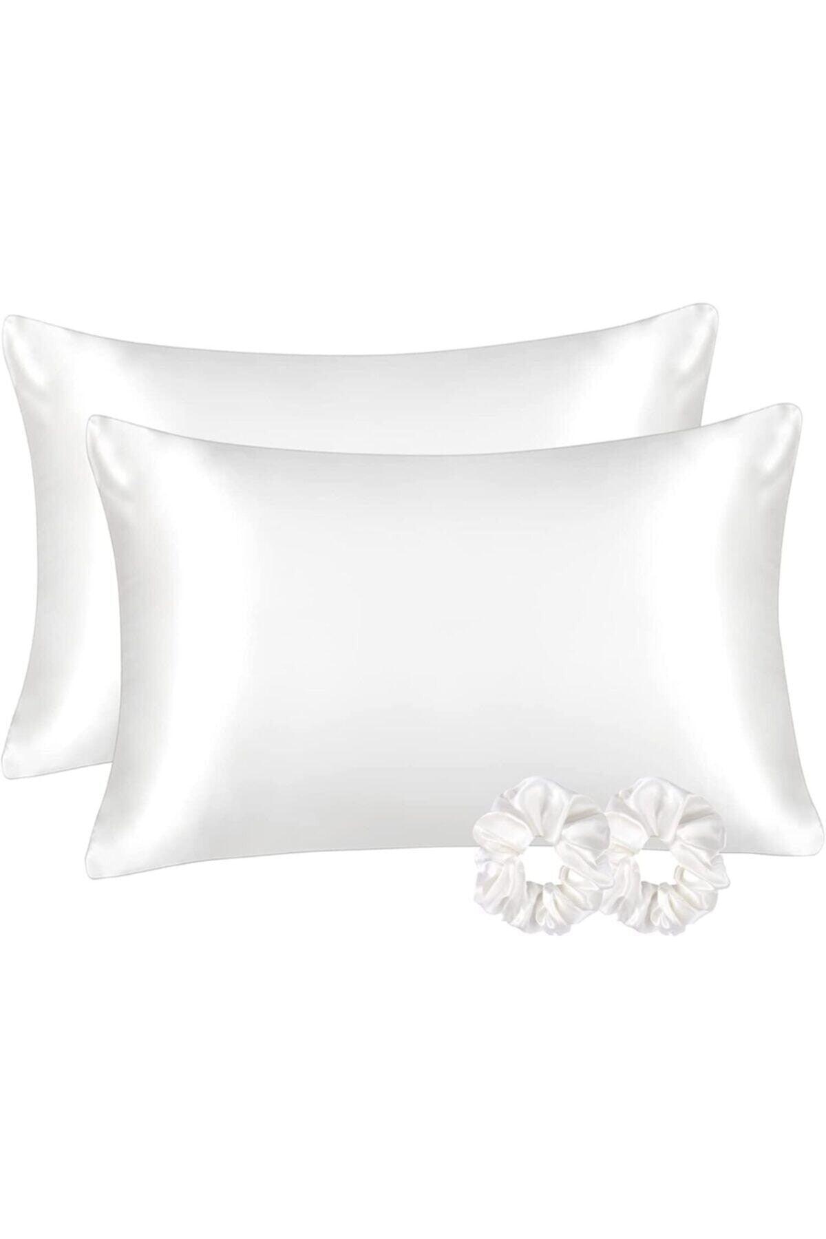 Silk Satin 50x70 Cm Pillow Cover 2 Pieces Buckle Curly Hair White 2 Pieces - Swordslife