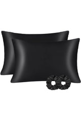 Silk Satin 50x70 Cm Pillow Cover 2 Pieces Buckle Curly Hair Black 2 Pieces - Swordslife