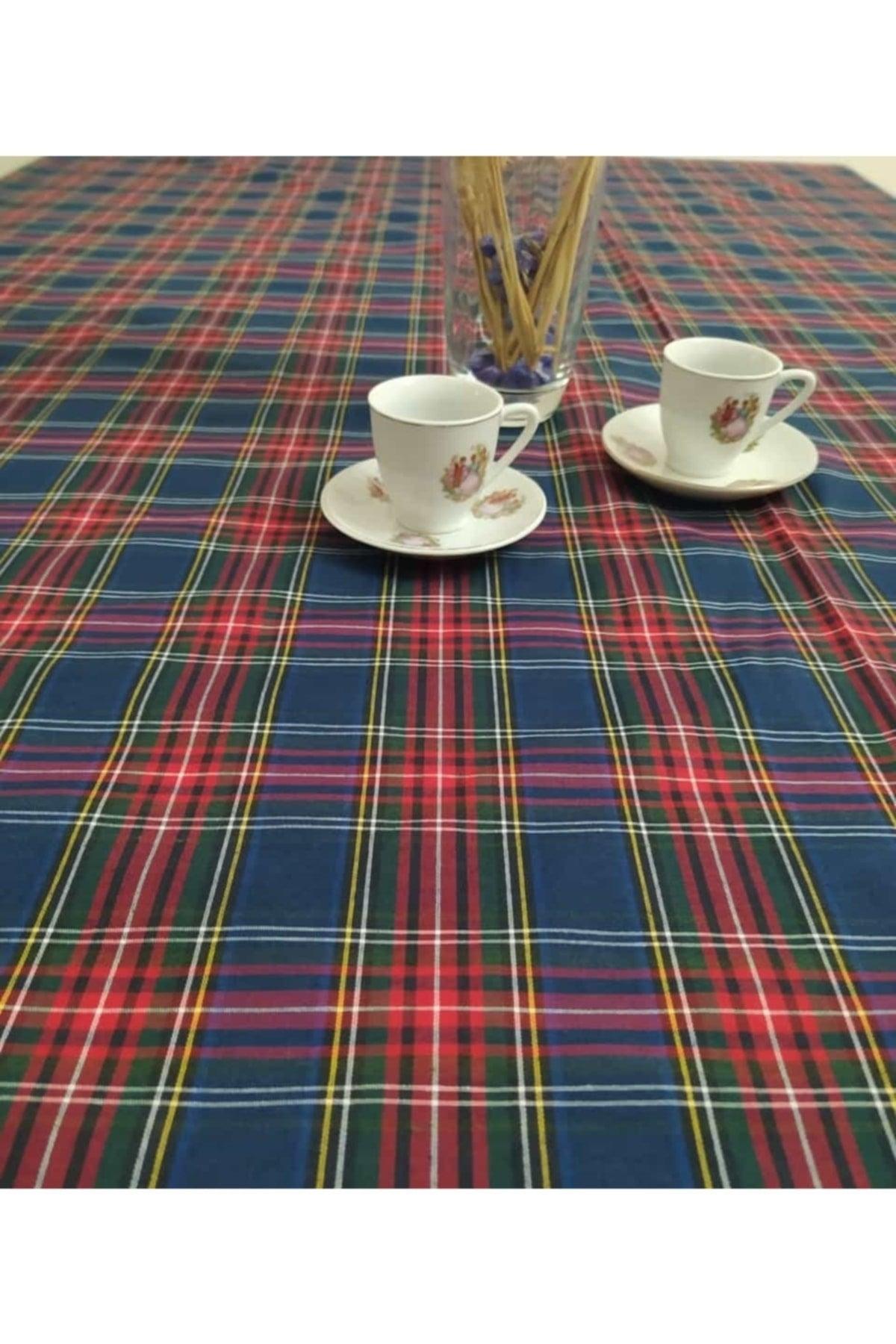 Scottish Blue Plaid Pattern Gingham Table Cloth Table Cloth Picnic Cover - Swordslife